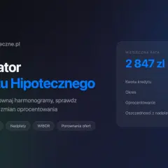Kalkulator kredytu hipotecznego z widoczną miesięczną ratą 2847 zł.