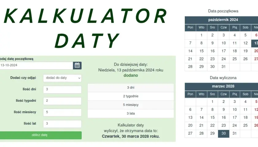 Ile to miesięcy między datami? Prosty kalkulator online bez rejestracji