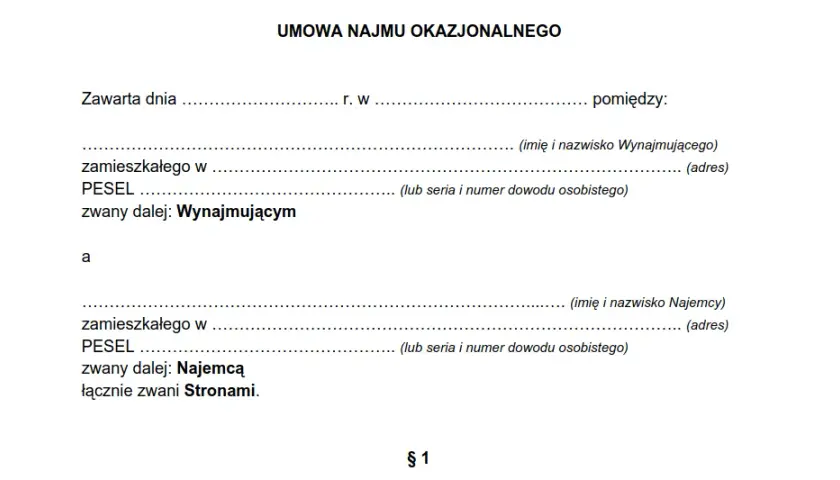 Kompletny wzór umowy najmu okazjonalnego: wszystko co musisz wiedzieć